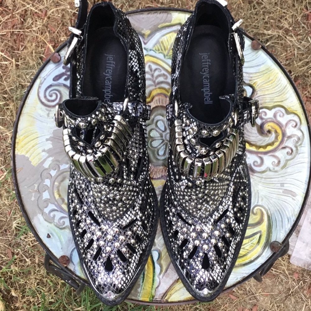 Jeffrey Campbell Black Calhoun Silver Studded Western Booties - Picture 13 of 16
